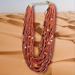 Earthy Handmade Multistrand Layered Beaded Necklace